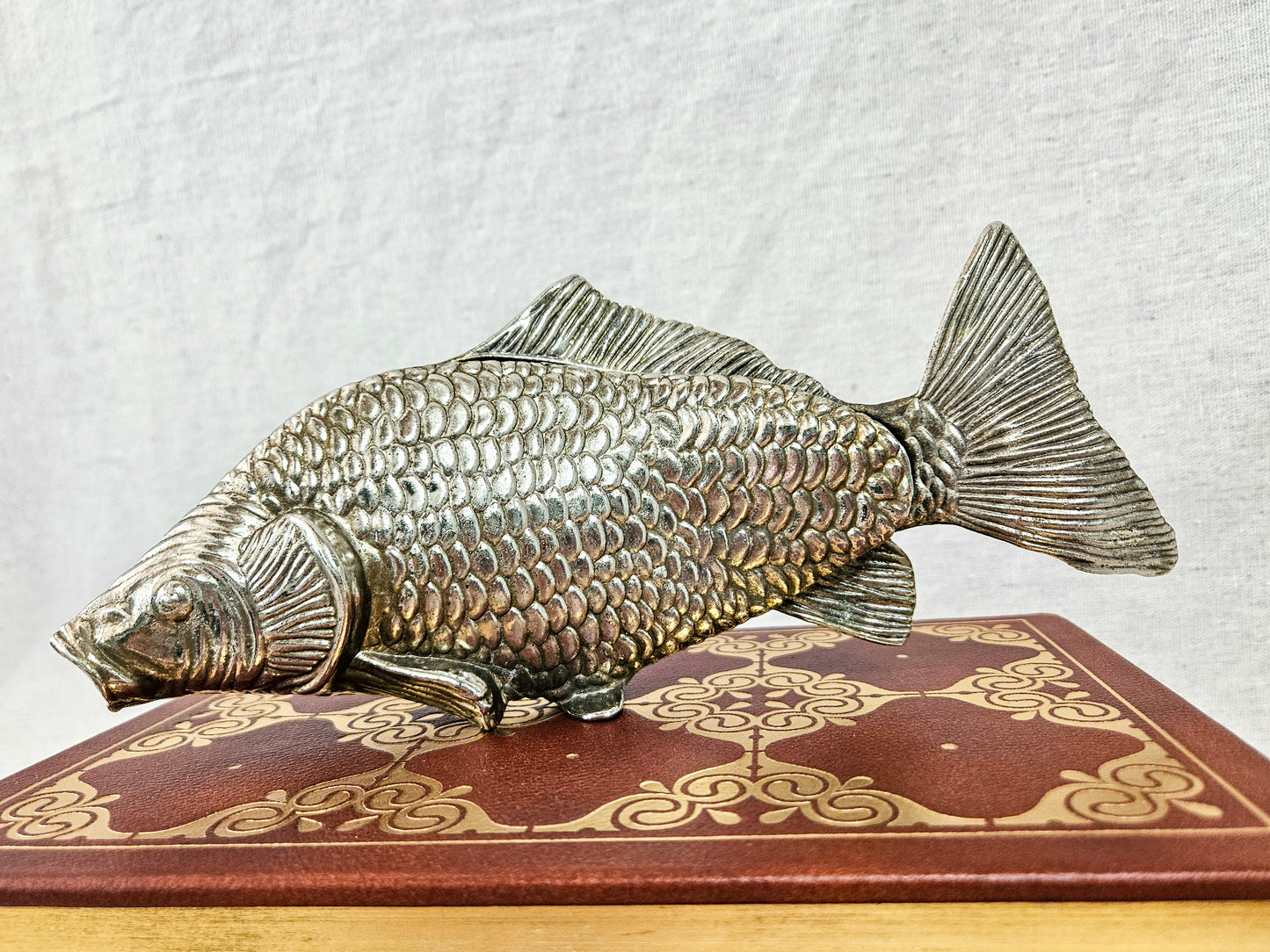 Mid-century Koi Fish Letter Holder Japanese Carp Silver Plated