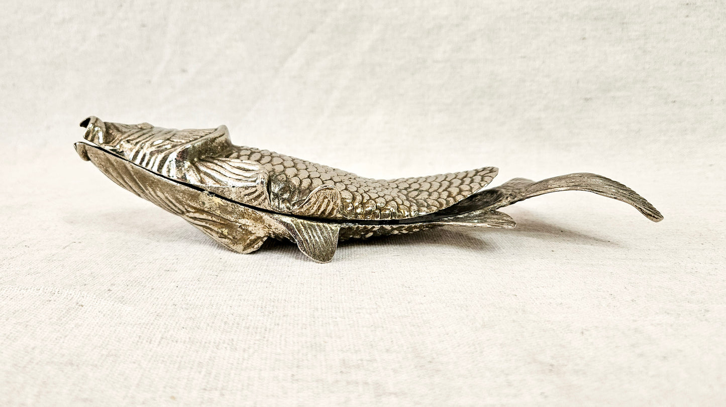 Mid-century Koi Fish Letter Holder Japanese Carp Silver Plated