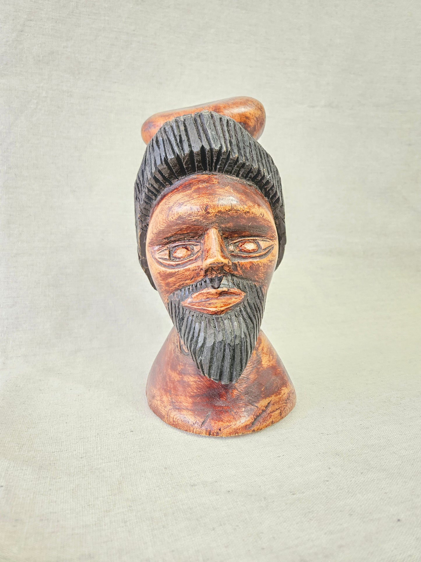 Jamaican Rasta Wooden Carved Bust Folk Art