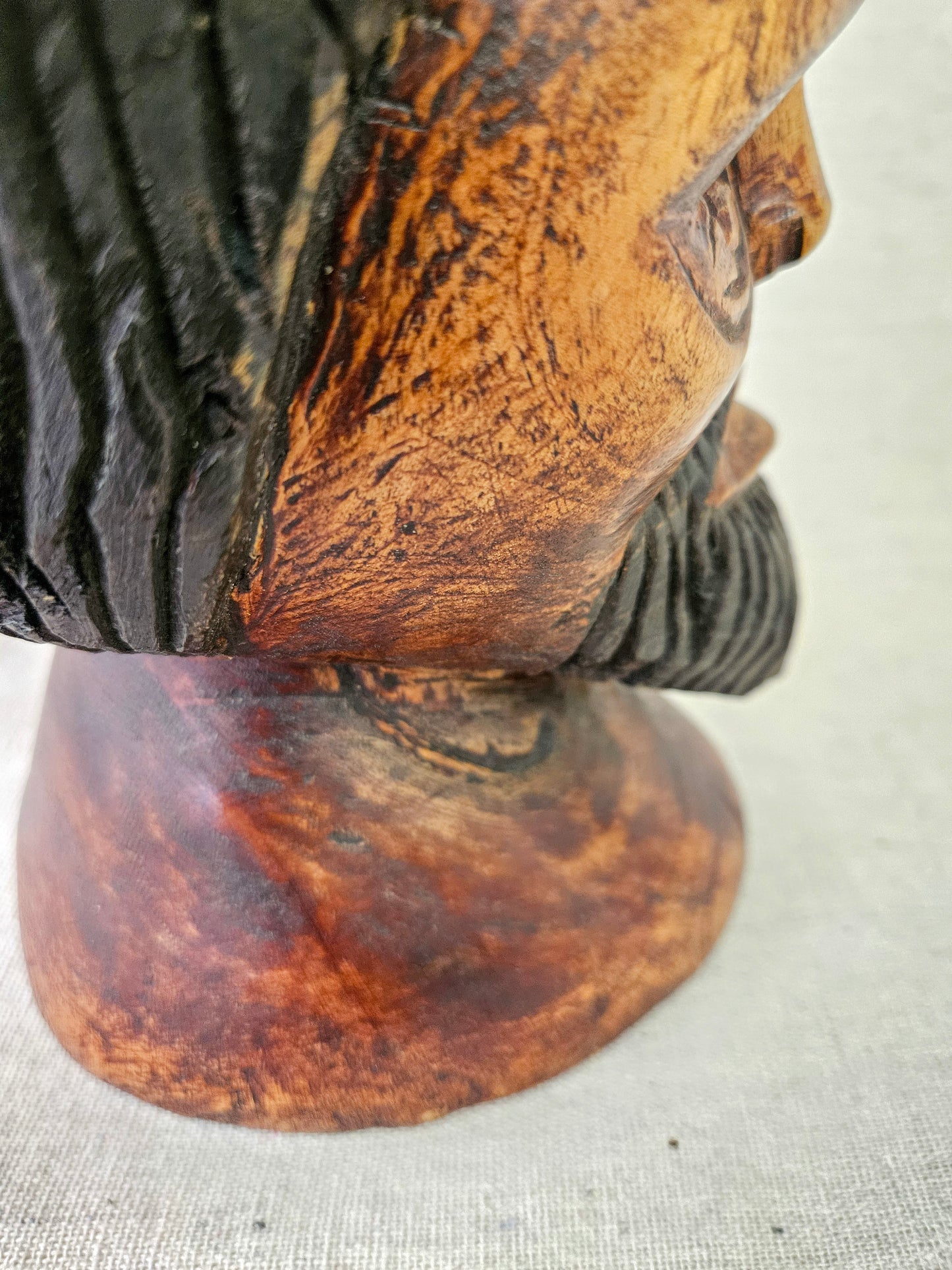 Jamaican Rasta Wooden Carved Bust Folk Art