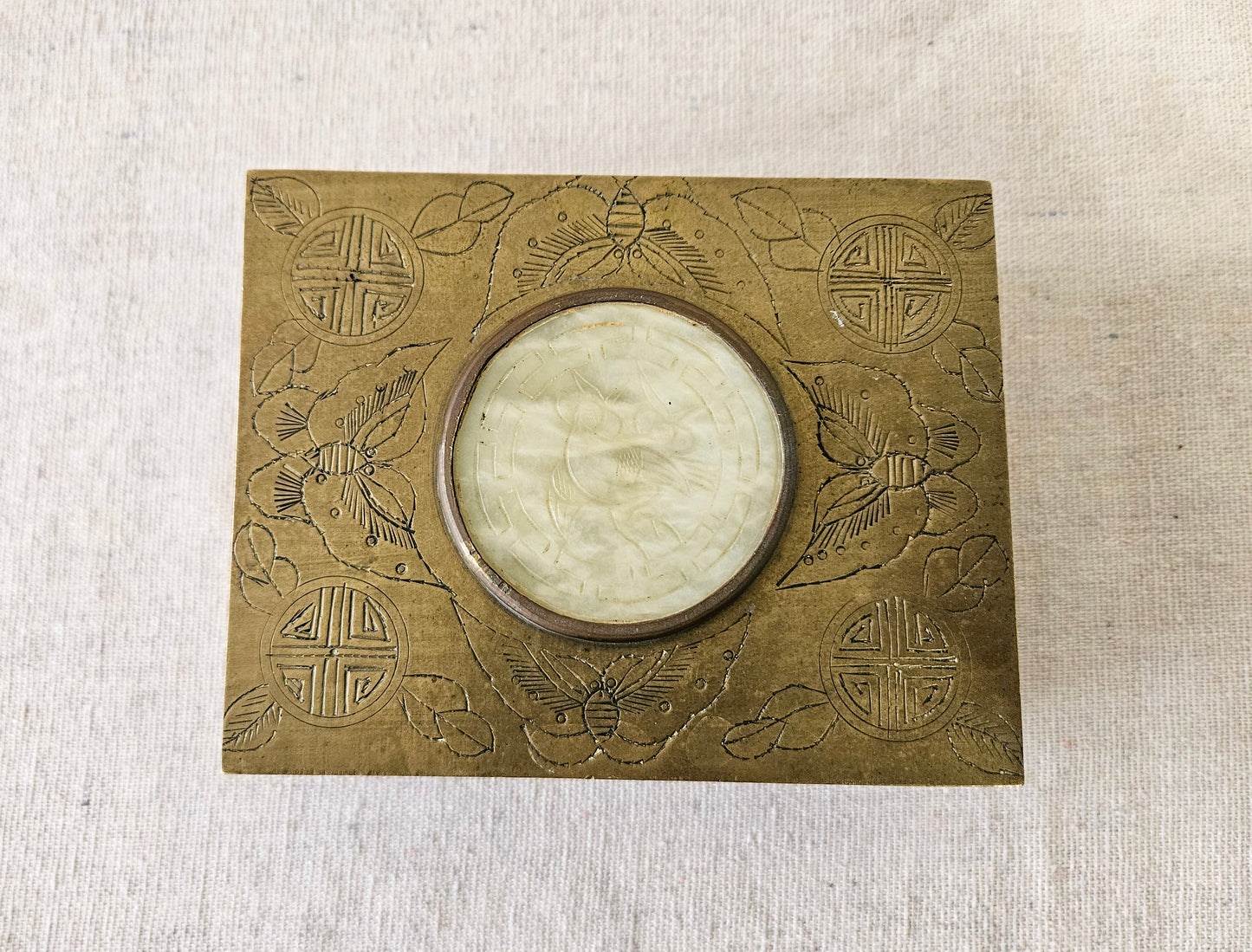 Vintage Etched Brass Chinese Cigarette Box