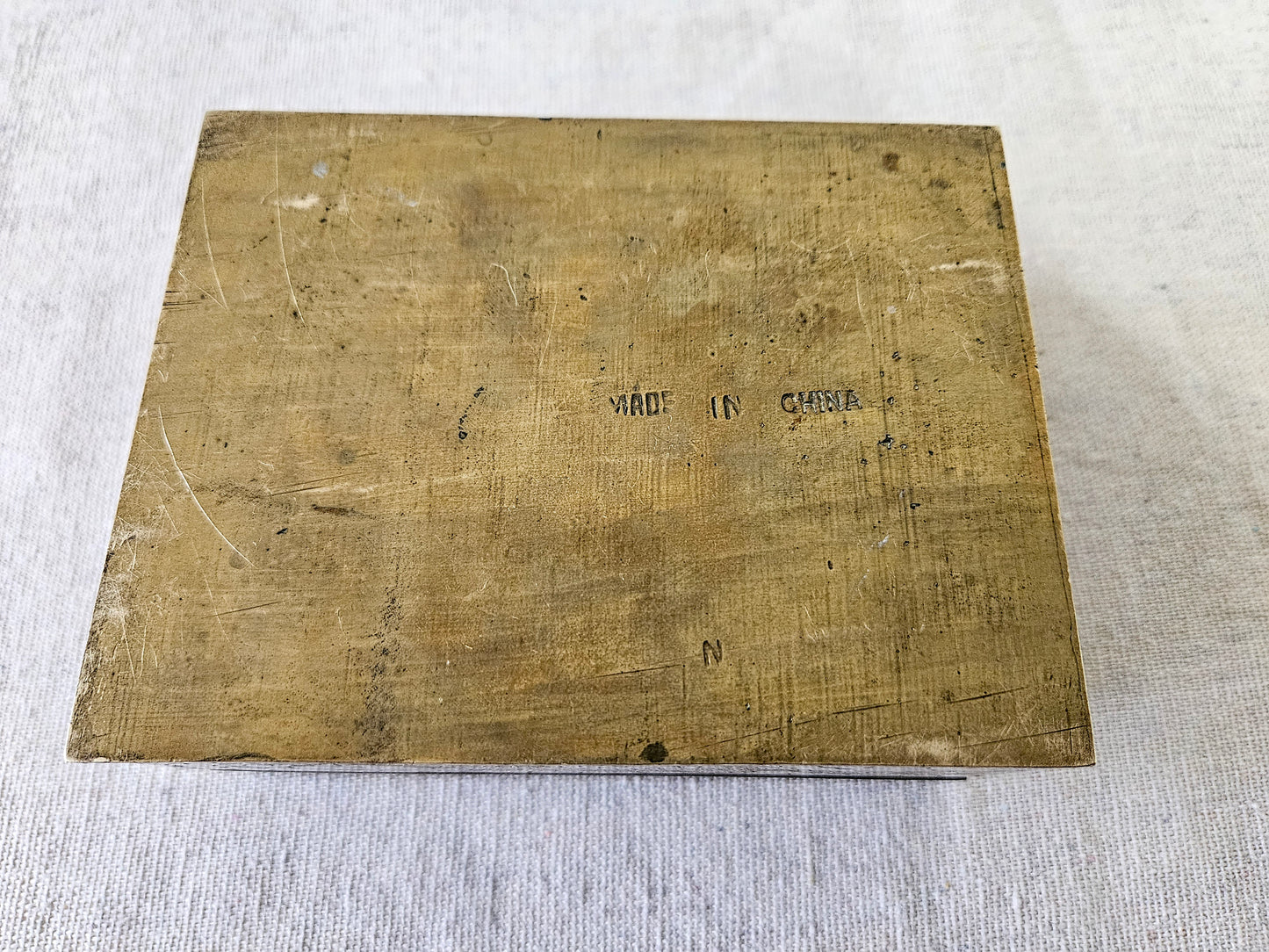 Vintage Etched Brass Chinese Cigarette Box