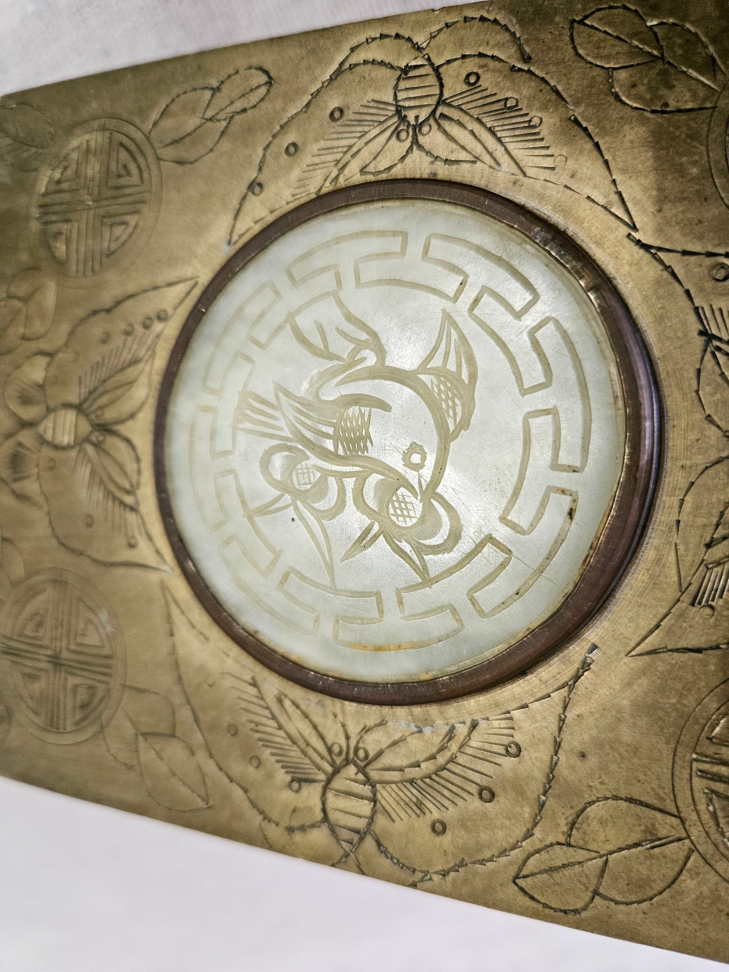 Vintage Etched Brass Chinese Cigarette Box
