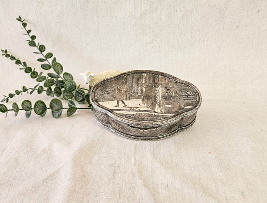 Vintage Jewelry Casket, Silverplate over Copper, Jour de Fete or Day of Celebration