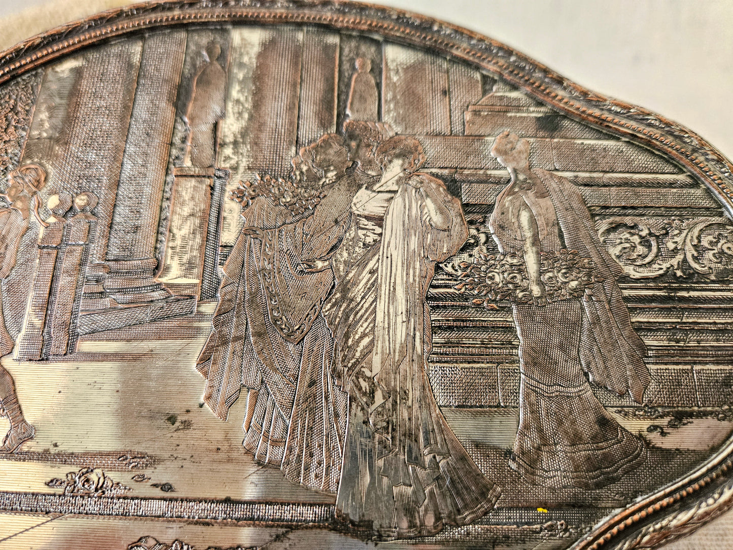 Vintage Jewelry Casket, Silverplate over Copper, Jour de Fete or Day of Celebration