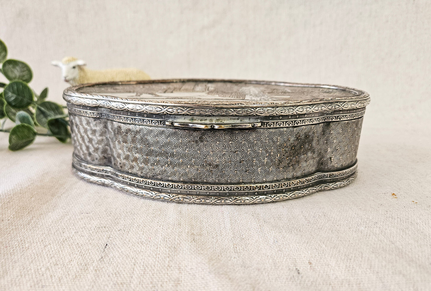 Vintage Jewelry Casket, Silverplate over Copper, Jour de Fete or Day of Celebration
