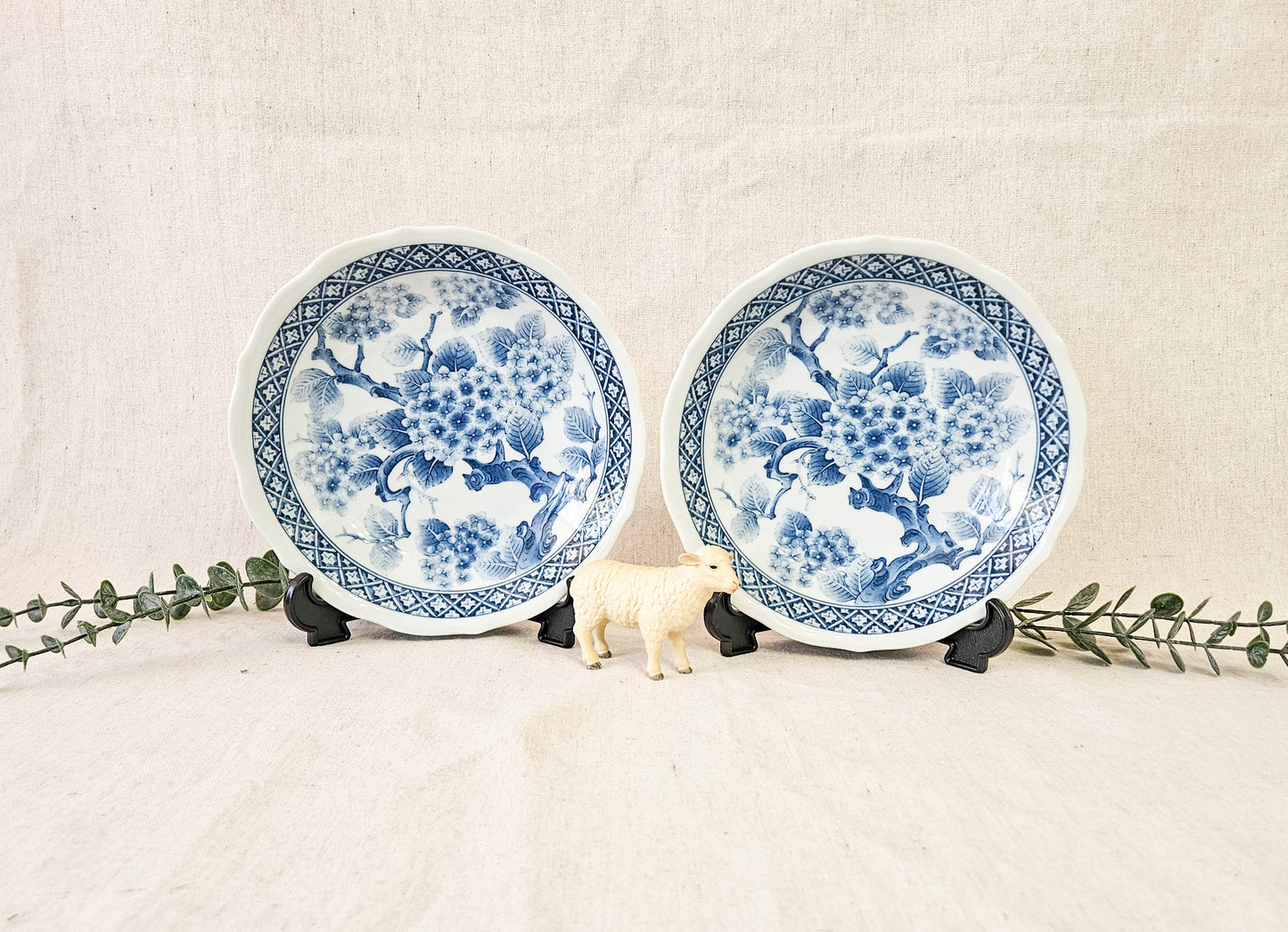 Japan Ajisai Hydrangea Flower Ceramic Soup Ramen Bowls