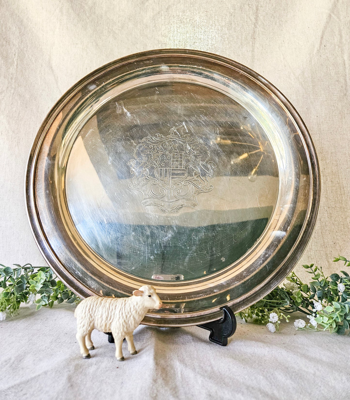 Heraldic Crested Silverplate Armorial  Tray