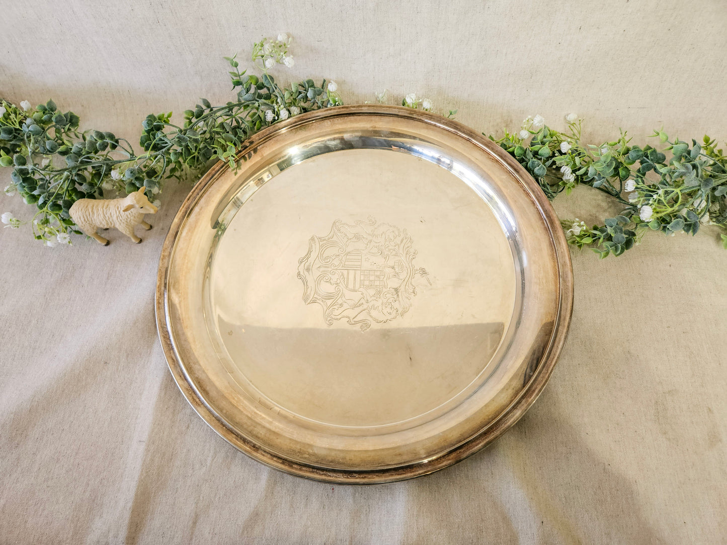 Heraldic Crested Silverplate Armorial  Tray