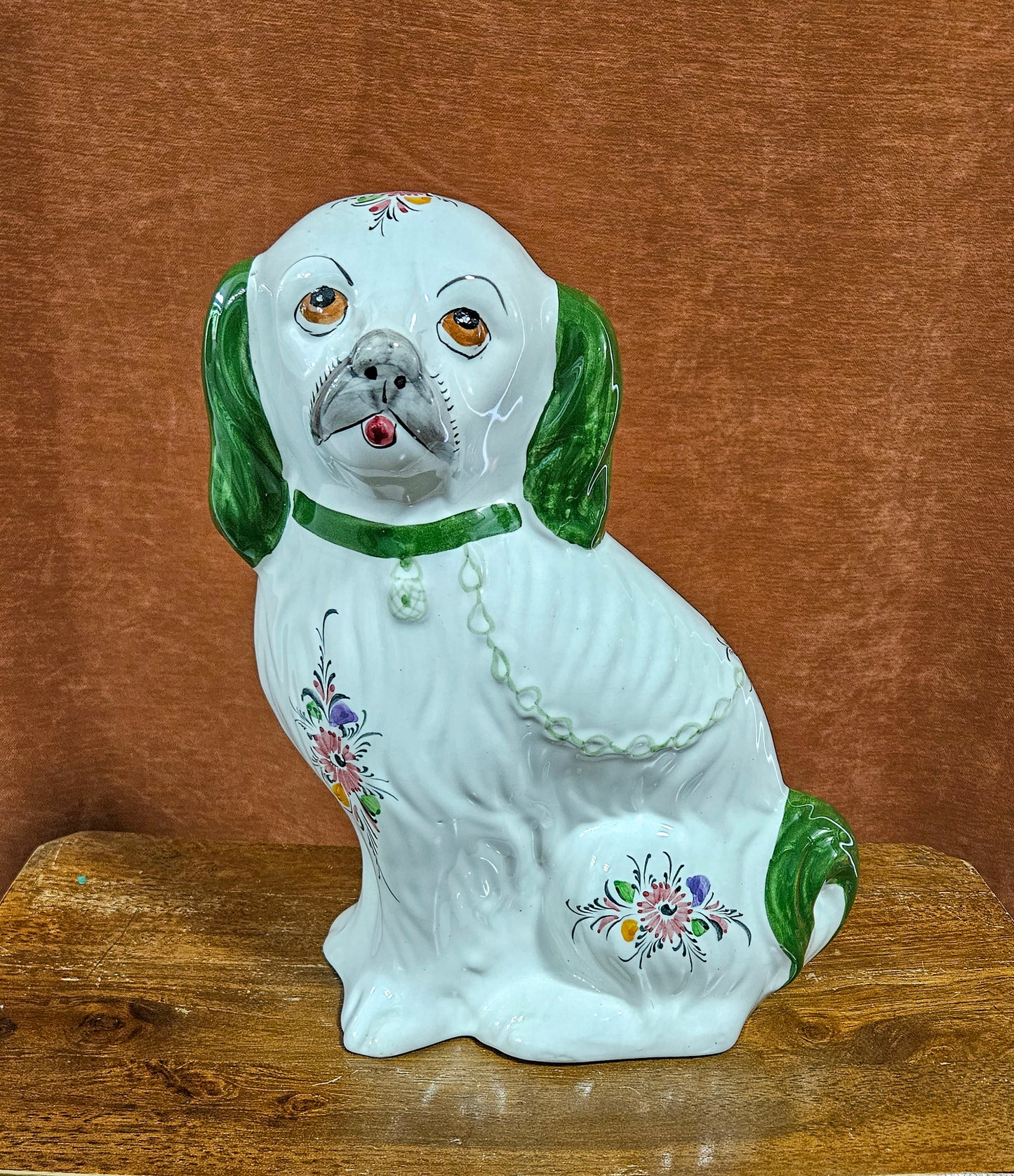 Staffordshire Style Ceramic Spaniel Dog Statue Portugal RC&CL (RCCL)