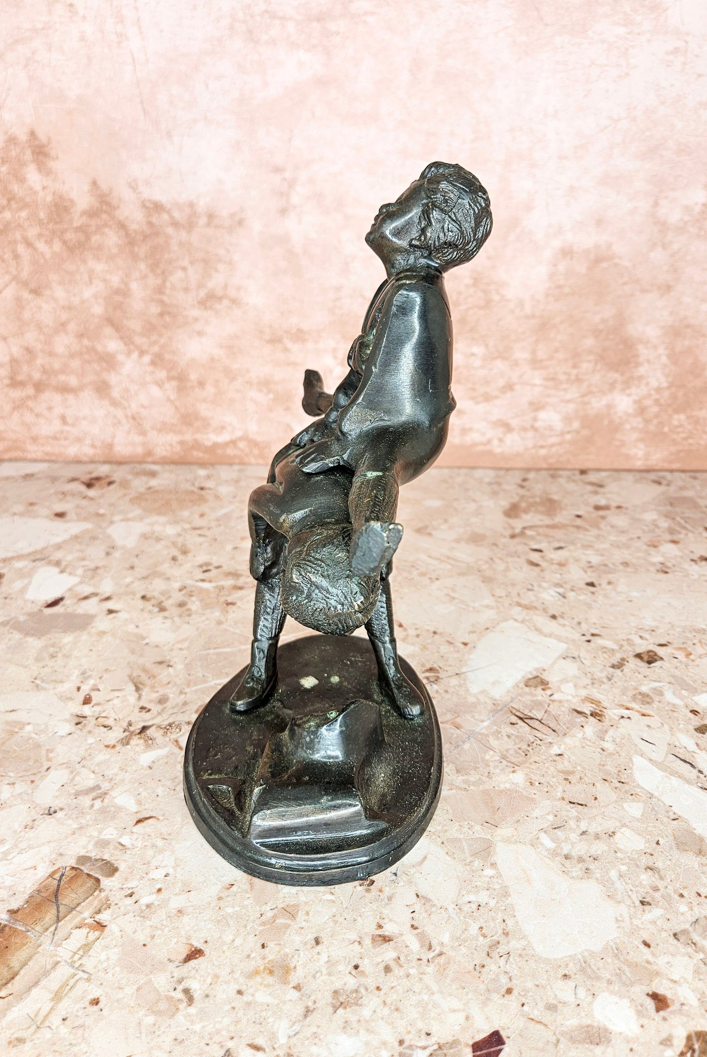 Cast Bronze Sculpture Boy and Girl Playing Leap Frog Andrea Sadek