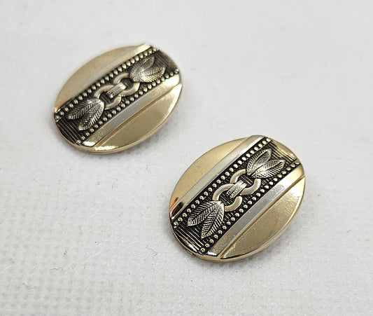 Whiting & Davis Co. Two Tone Art Deco Clip On Earrings