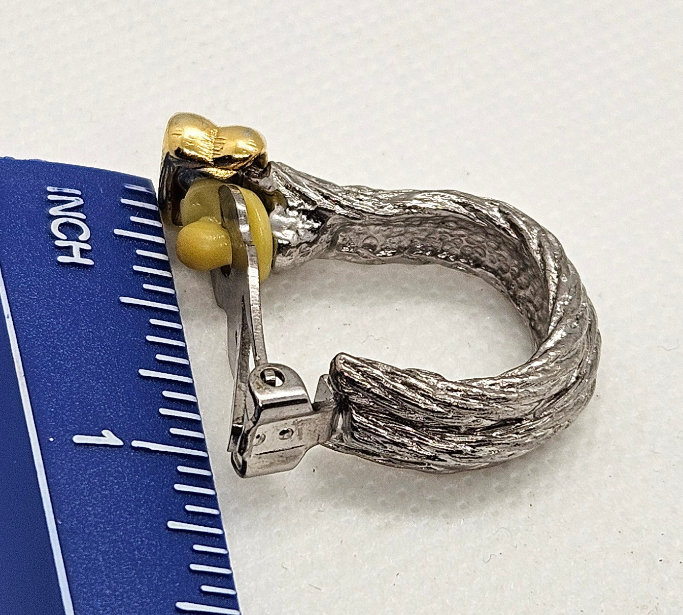 Vintage Paolo Gucci Two Tone Rope Hoop Clip On Earrings