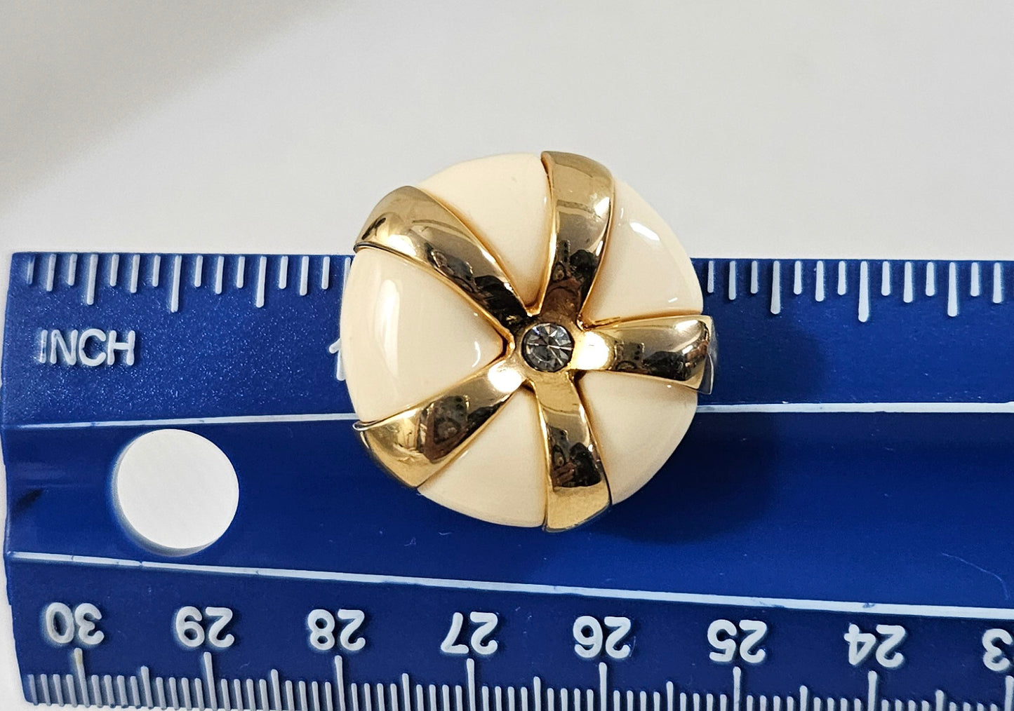 Vintage KJL Kenneth Jay Lane Lucite & Gold tone Button Clip On Earrings
