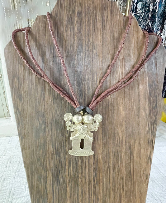 Aztec Mayan Latin Indian Tribe Amulet Shaman Pendant Necklace